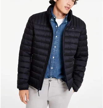 Мужская пуховая куртка Tommy Hilfiger без капюшона, логотип на рукаве (Материал: 100% Polyester, Наполнитель: 100% Polyester) S черная