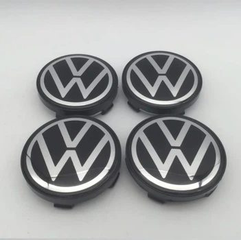 Колпачки на титаны "VW" (56/52мм) черные нового образца (6CD601171)