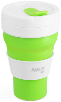 Kubek silikonowy składany Nils Camp NC4103 z pokrywką 600 ml Jasno zielony (5908261683015)