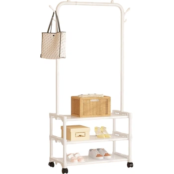 Вешалка-стойка для одежды и обуви Multifunctional Shoe & Hat Rack 56 х 34.5 х 162 см (R93316) Белый