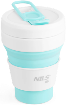 Kubek silikonowy składany Nils Camp NC4103 z pokrywką 355 ml Miętowy (5908261682971)