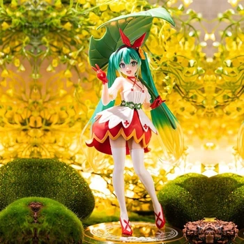 Аниме фигурка 23 см Хацуне Мику дюймовочка с листочком Wonderland Thumbelina вокалалоид Hatsune Miku