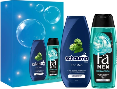 Набір косметики для догляду Schauma Men For Men шампунь 250 мл + гель для душу Fa Men Xtra Cool 250 мл (9000101780048)