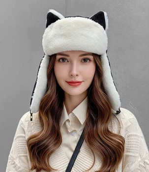 Шапка вушанка з вушками унісекс One size чорна 01209