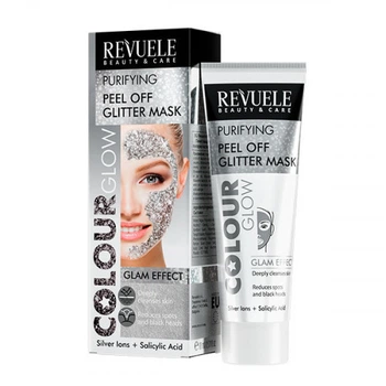 Серебряная очищающая пилинг-маска с блестками Revuele Color Glow, 80 мл