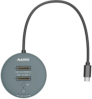 Док-станция Maiwo клонировщик для 2*M.2 SSD NVMe (PCIe) - USB3.2 Gen2 Type-C до 10 Гбит/с (K3026P2 grey)