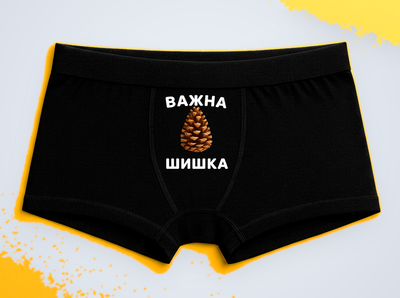Мужские трусы-боксеры с принтом Важна шишка Черный XL