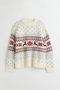 Жіночий джемпер H&M 201048-2 XS(160/80), белый/олень білий (2000005025464)
