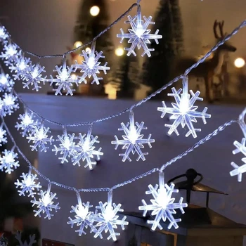 Гирлянда новогодняя «Снежинки» 3 м, 20 LED, холодный белый свет, на батарейках
