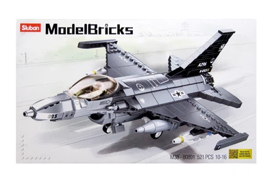 Конструктор блочний Sluban Винищувач F-16C Falcon 521 деталь 1 фігурка M38-B0891