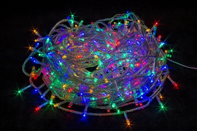 Гирлянда LED нить на елку Разноцветная 28 метров 400 LED Laplandia новогодняя от сети прозрачный провод (m.01.5T.400-)