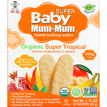 Вафли для мягкого прорезывания зубов Baby Mum-Mum тропические фрукты, 24 шт