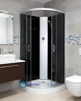 Гідромасажний бокс Ko&Po 6022 80x80x200 см чорний без даху низький піддон сіре переднє скло Ko&Po