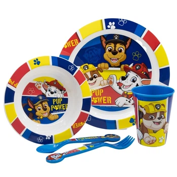 Детский набор 5 предметов Щенячий патруль Stor Paw Patrol пластиковые тарелки 16х16х4 и 23,1х20,3х2 см, стакан 260 мл, ложка и вилка