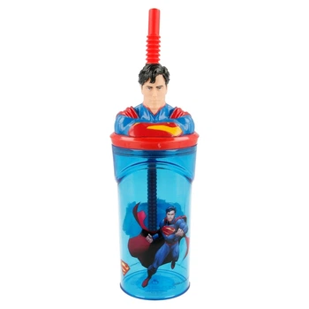 Стакан для детей с трубочкой 360 мл Супермен Stor Superman 23x7,5x7,5 см пластиковый синий с красным