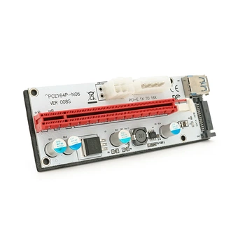 Плата райзер PCE164P N09 V008S Plus для підключення відеокарти PCI Express x1 на x16 USB 3.0 живлення 12В Molex PCI E 6pin SATA 15pin