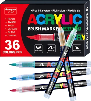 Акриловые маркеры GuangNa Brush GN-8101 с мягкой кисточкой 36 шт.