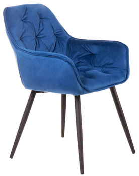 Стілець для кухні та вітальні HOMLA 802978 FLOSSI 57 x 63 x 84 см Велюровий Синій (5904183802978)