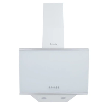 Белая вытяжка для кухни настенная декоративная наклонная Minola HDN 5202 WH/INOX 700 LED, шириной 50 см