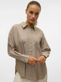 Сорочка бавовняна оверсайз жіноча Vero Moda 10326180 S Otter (5715674771457)