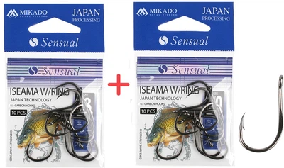 Набор крючков Mikado Sensual Iseama №8 и №10 (ушко) 2x10 шт. black nickel (HS10071-SET8B-10B)