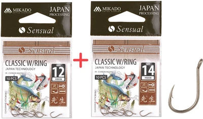 Набор крючков Mikado Sensual Classic №12 и №14 (ушко) 2x10 шт. bronze (HS039-SET12LBR-14LBR)