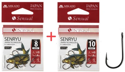 Набір гачків Mikado Sensual Senryu №8 та №10 (вушко) 2x10 шт. black nickel (HS9501-SET8B-10B)