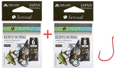 Набір гачків Mikado Sensual Keiryu №6 та №8 (вушко) 2x10 шт. red (HS10078-SET6R-8R)