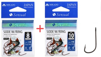 Набор крючков Mikado Sensual Sode №8 и №10 (ушко) 2x10 шт. black nickel (HS10006-SET8B-10B)