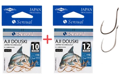 Набор крючков Mikado Sensual Aji Douski №10 и №12 (ушко) 2x10 шт. nickel + black nickel (HS10092-SET10N-12B)