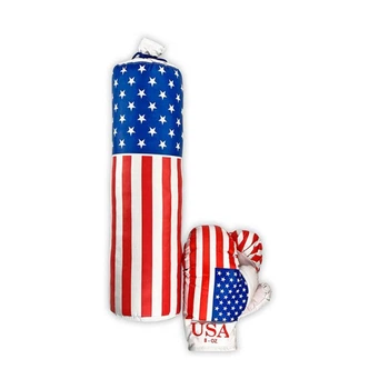 Боксерская груша "Америка" M-USA средняя с перчатками, детский набор для тренировок от 6 лет, Danko Toys