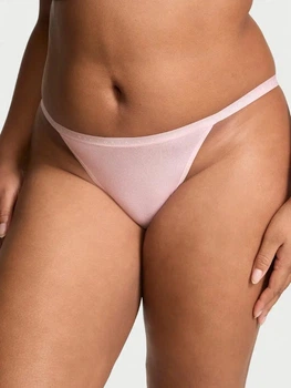 Трусики бикини женские хлопковые Victoria's Secret Stretch Cotton String Bikini 26940401 XL Розовые (7391839126990)