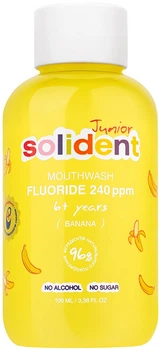 Дитячий ополіскувач для ротової порожнини Solident Junior з фтором 240 ppm Банан 100 мл (4823109705012)