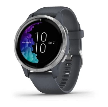 Смарт-часы GARMIN Venu Silver Stainless Steel Bezel w. Granite Blue and Silicone B. (010-02173-01/03)