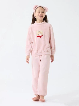 Детская теплая пижама + повязка для девочки Uniqlo 651837464 122 см Розовая (1159825319)