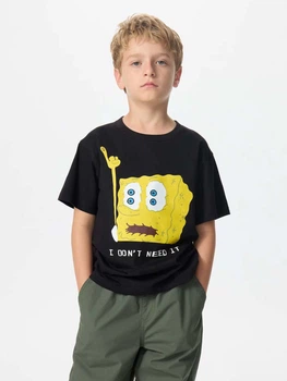 Подростковая футболка оверсайз для мальчика UNIQLO 783929388 158 см Черная (1159829996)