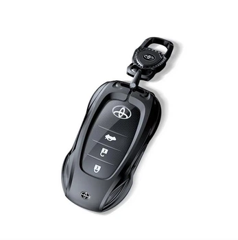 Металлический премиум чехол, кейс для ключа автомобилей Toyota в подарочной магнитной коробке, (Black)