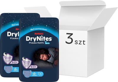 Pieluchomajtki Huggies DryNites dla chłopców rozmiar Xl 13+ lat 48-60 kg 3 x 9 szt (5029054251942)
