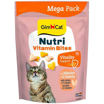 Витамины GimCat Nutri Multi-Vitamin Bites Huhn таурином и курицей для кошек, 425 г