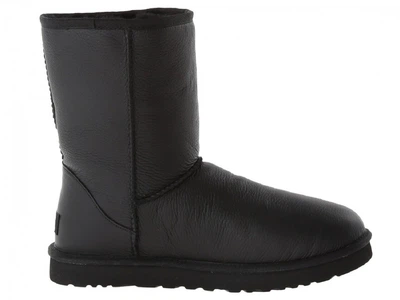 Жіночі уггі Середні Шкіряні Чорні Середні UGG Classic Short II Black Leather (37, чорний)