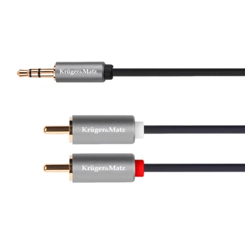 Audio Кабель Kruger&Matz Basic jack 3.5 - 2RCA 1м Black-Silver