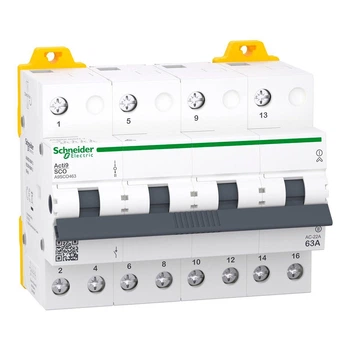Переключатель I-0-II Schneider Electric iSSW Acti9 4P 63A A9SCO463 трехпозиционный перекидной автомат для ввода резервного питания рубильник Шнайдер