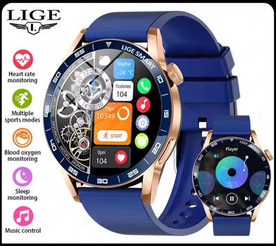 Умные часы LIGE 2 ремешка Smart Watch 2025 с Bluetooth-звонками, IP68, мониторингом здоровья, голосовым помощником