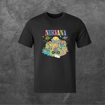 Футболка унисекс с принтом Nirvana Нірвана група базовая черная XS