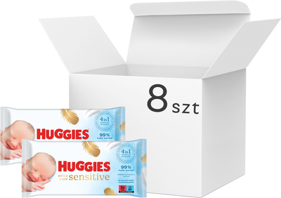 Дитячі вологі серветки Huggies Extra Care Sensitive 8 x 56 шт (5029053568706/8)