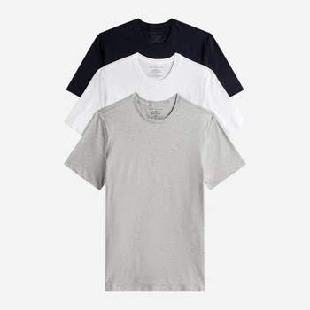 Набор футболок длинных хлопковых мужских Tommy Hilfiger 516611248 XL 3 шт Светлый серый/Белый/Черный (7438516291114)
