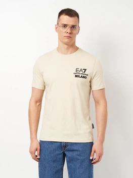 Футболка хлопковая длинная мужская Emporio Armani 11677 S Светло-серая с принтом (smt2000000042633)