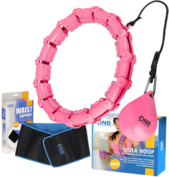 Хула-хуп HMS OHA02 Pink з вкладками та обважнювачем One Fitness + ремінь BR160 (5907695552928)