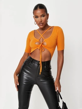 Боди-футболка женская Missguided tjf295578b69 40 Оранжевая (1000000025191)