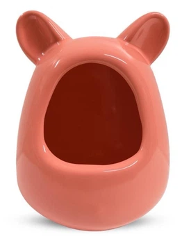 Купалка керамічна для гризунів Mazceramics ручної роботи з вушками рожева Г:15 см х Ш:16 см х В:21 см